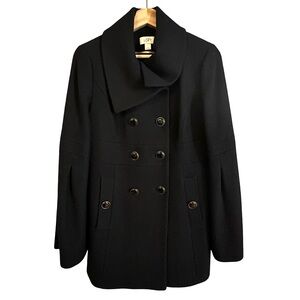 LOFT Womens Wool Blend Pea Coat Size 4 Minimalist Classic Quiet Luxury Career